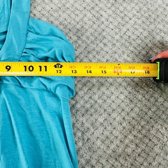 VINTAGE RETRO Y2K TURQUOISE BLUE HIGH NECK STONE JEWEL NECK TROPICAL SUNDRESS S - Picture 4 of 6